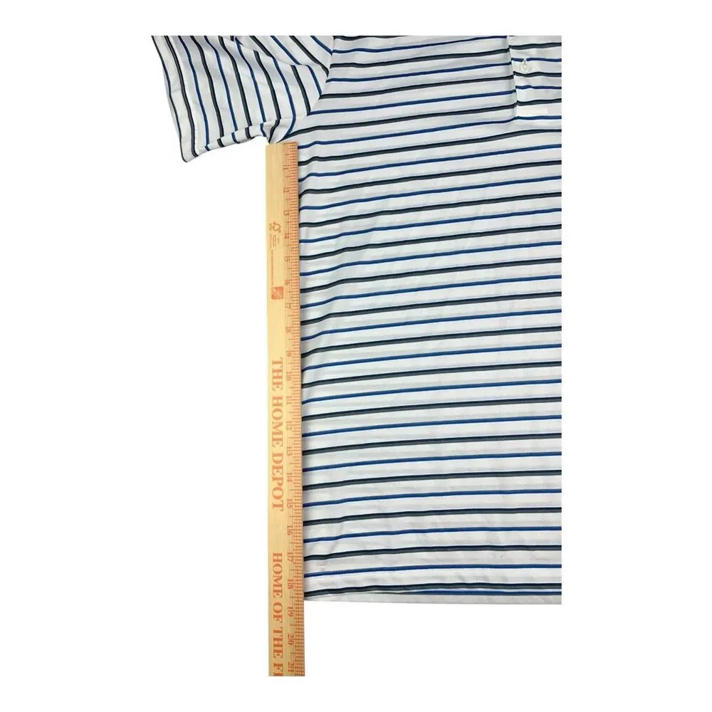 Adidas Golf Men's Polo Shirt PureMotion White Striped Moisture Wicking, Size L